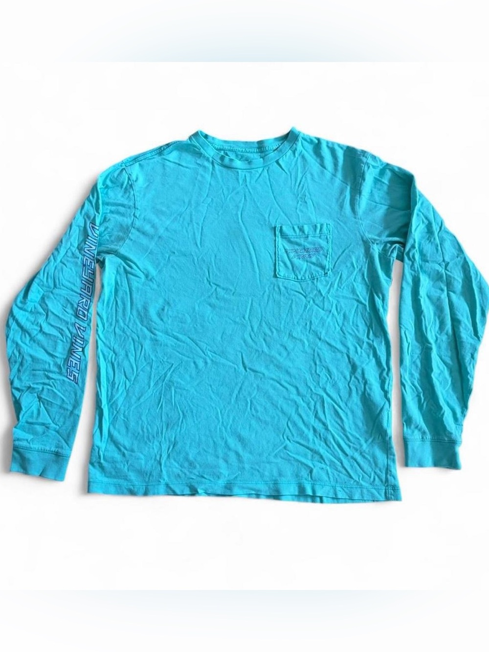 Vineyard Vines men’s long sleeve teal fishing theme cotton T-shirt Sz S